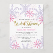 ウィンターワンダーランドブライダルシャワーピンクスノーフレーク ポストカード (正面)