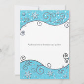 ウィンターワンダーランドブライトブルースノーフレーク招待状 招待状 (裏面)