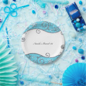 ウィンターワンダーランドブライトブルー&シルバースワール ペーパープレート (パーティー)