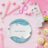 ウィンターワンダーランドブライトブルー&シルバースワール ペーパープレート (パーティー)