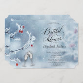 ウィンターワンダーランドブランズブルーブライダルシャワー 招待状 (正面/裏面)