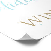 ウィンターワンダーランドブルーと金ゴールドウェルカムサイン ポスター (角)