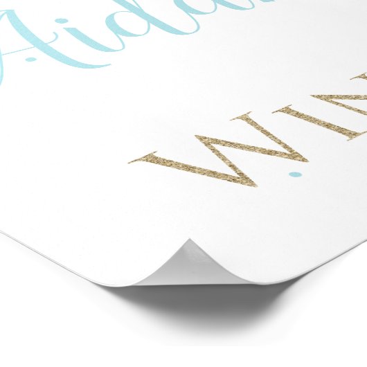 ウィンターワンダーランドブルーと金ゴールドウェルカムサイン ポスター (角)