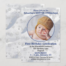 ウィンターワンダーランドブルーの1歳の誕生日スノーフレーク