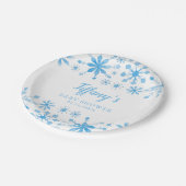 ウィンターワンダーランドブルーウォーターカラーベビーシャワー ペーパープレート (アングル)