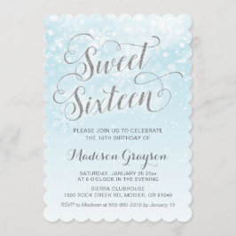 ウィンターワンダーランドブルーガール16誕生日 招待状