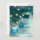 ウィンターワンダーランドブルークリスマスバウブル ポストカード (正面/裏面)