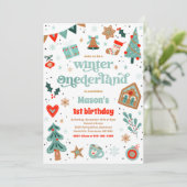 ウィンターワンダーランドブルークリスマス誕生日パーティー 招待状 (スタンド正面)