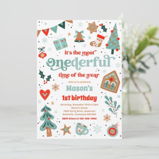 ウィンターワンダーランドブルークリスマス誕生日パーティー 招待状 (スタンド正面)