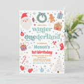 ウィンターワンダーランドブルークリスマス誕生日パーティー 招待状 (スタンド正面)