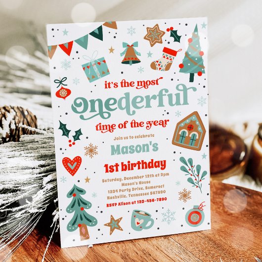 ウィンターワンダーランドブルークリスマス誕生日パーティー 招待状