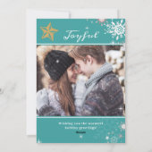 ウィンターワンダーランドブルーグリーンハッピーホリデーズフォト シーズンカード (裏面)