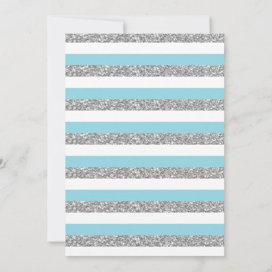 ウィンターワンダーランドブルーシルバースノーフレーク誕生日 招待状 (裏面)