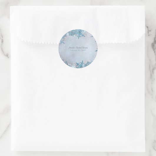 ウィンターワンダーランドブルースノーフレークエレガントカスタム ラウンドシール (バッグ)