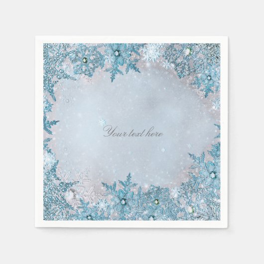 ウィンターワンダーランドブルースノーフレークエレガントパーティー スタンダードカクテルナプキン (正面)
