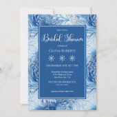 ウィンターワンダーランドブルースノーフレークブライダルシャワー 招待状 (正面)