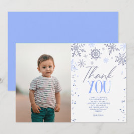 ウィンターワンダーランドブルースノーフレーク誕生日パーティー サンキューカード