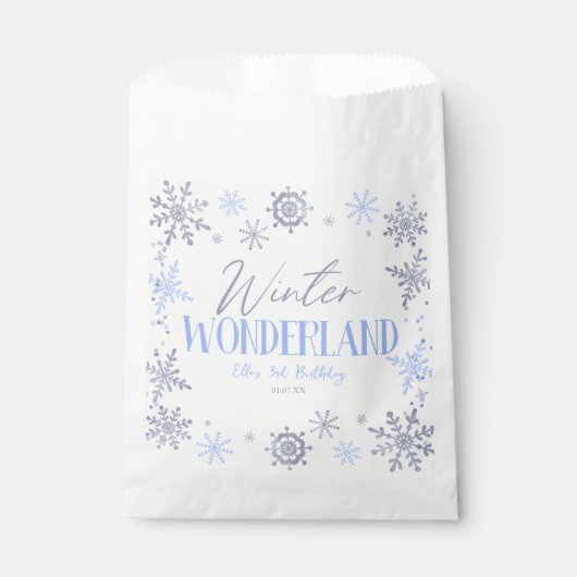 ウィンターワンダーランドブルースノーフレーク誕生日パーティー フェイバーバッグ (正面)