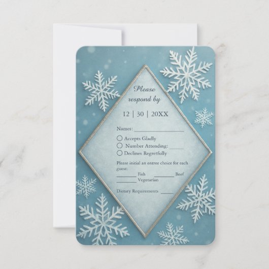 ウィンターワンダーランドブルースノーロマンチック結婚ズ 出欠カード (正面)