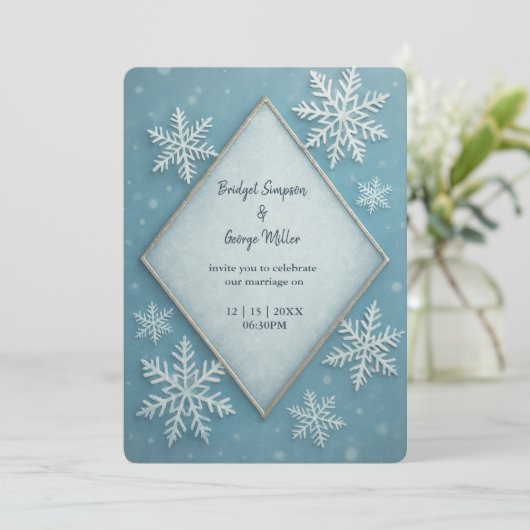 ウィンターワンダーランドブルースノーロマンチック結婚ズ 招待状 (スタンド正面)
