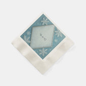 ウィンターワンダーランドブルースノーロマンチック結婚ズ 縁ありカクテルナプキン (角)