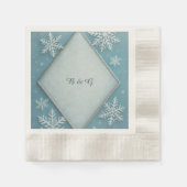 ウィンターワンダーランドブルースノーロマンチック結婚ズ 縁ありカクテルナプキン (正面)