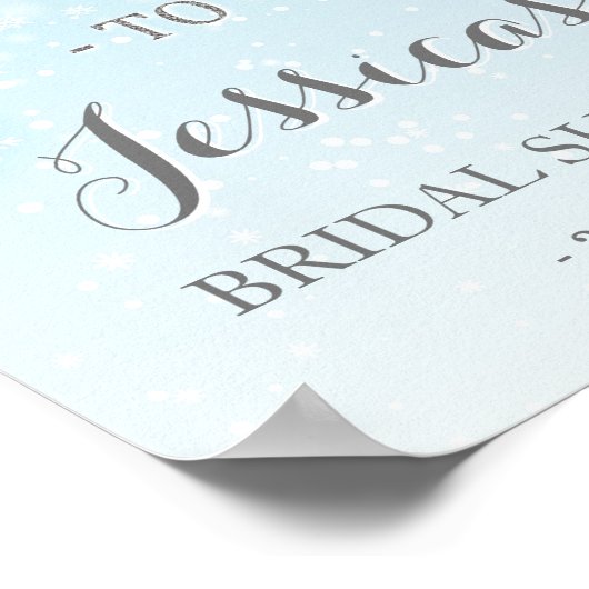 ウィンターワンダーランドブルーブライダルシャワーウェルカムサイン ポスター (角)