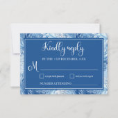 ウィンターワンダーランドブルー雪結婚片 出欠カード (正面)