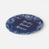 ウィンターワンダーランドブルー&ホワイトスパークルスノーフレーク ペーパープレート (アングル)