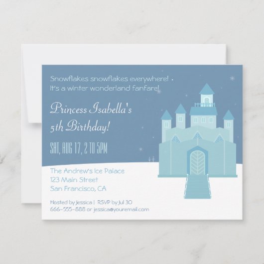 ウィンターワンダーランドプリンセスバースデーパーティー 招待状 (正面)