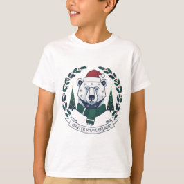 ウィンターワンダーランドベア - かわいいサンタ帽子のクリスマス Tシャツ