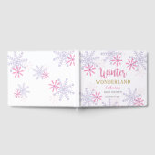 ウィンターワンダーランドベイビーシャワースノーフレークホリデー ゲストブック (全面)