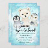 ウィンターワンダーランドベビーシャワー招待状ボーイ 招待状 (正面/裏面)