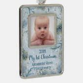 ウィンターワンダーランドベビー初めてのクリスマス写真 シルバープレートフレームオーナメント (右)