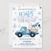ウィンターワンダーランドペンギンポーラーベア誕生日 招待状 (正面)