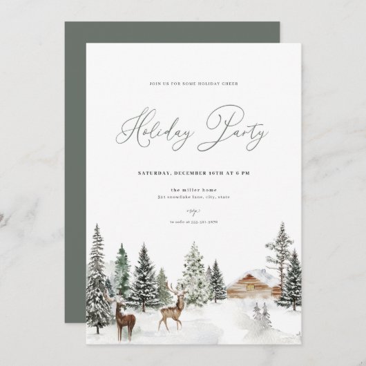 ウィンターワンダーランドホリデーパーティー招待状 招待状 (正面/裏面)