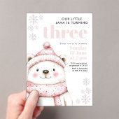 ウィンターワンダーランドホワイトベアアクリル誕生日 アクリル招待状 (インサイチュ (ポータブル))