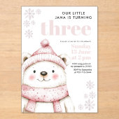 ウィンターワンダーランドホワイトベアアクリル誕生日 アクリル招待状 (正面)