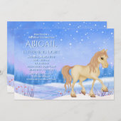 ウィンターワンダーランドホースアンドスノー誕生日 招待状 (正面/裏面)