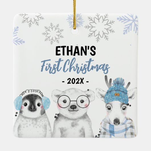 ウィンターワンダーランドボーイ初めてのクリスマス セラミックオーナメント (裏面)