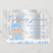 ウィンターワンダーランドボーイ赤ちゃんシャワー招待状 招待状 (正面/裏面)