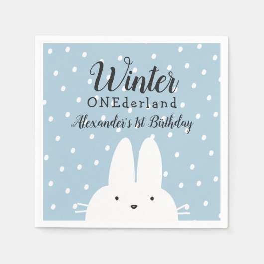 ウィンターワンダーランドボーイ1stバースデーブルー スタンダードカクテルナプキン (正面)