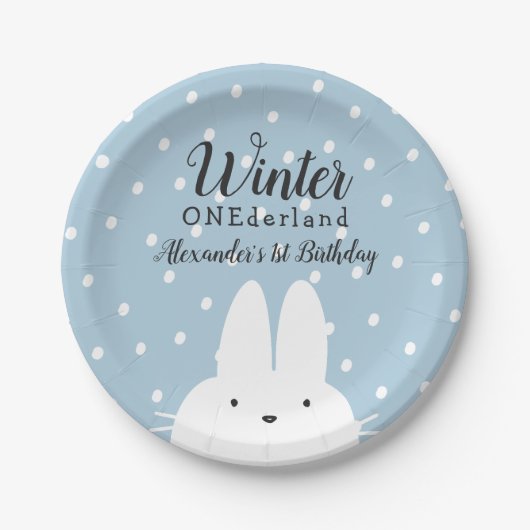 ウィンターワンダーランドボーイ1stバースデーブルー ペーパープレート (正面)