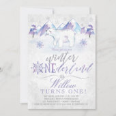 ウィンターワンダーランドポーラベア誕生日招待状 招待状 (正面)