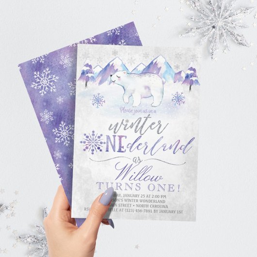 ウィンターワンダーランドポーラベア誕生日招待状 招待状