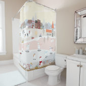 ウィンターワンダーランドポーラーベアーシティ シャワーカーテン (インサイチュ)