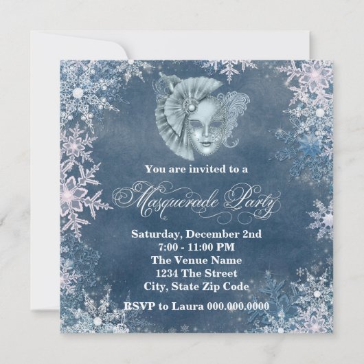 ウィンターワンダーランドマスカレードパーティの招待状 招待状 (裏面)