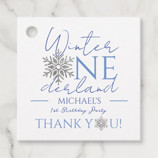 ウィンターワンダーランドミニマリスト少年1歳の誕生日 フェイバータグ (正面)