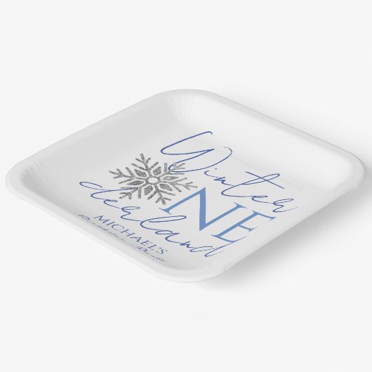 ウィンターワンダーランドミニマリスト少年1歳の誕生日 ペーパープレート (傾斜あり)