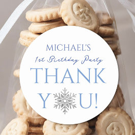 ウィンターワンダーランドミニマリスト少年1歳の誕生日 ラウンドシール